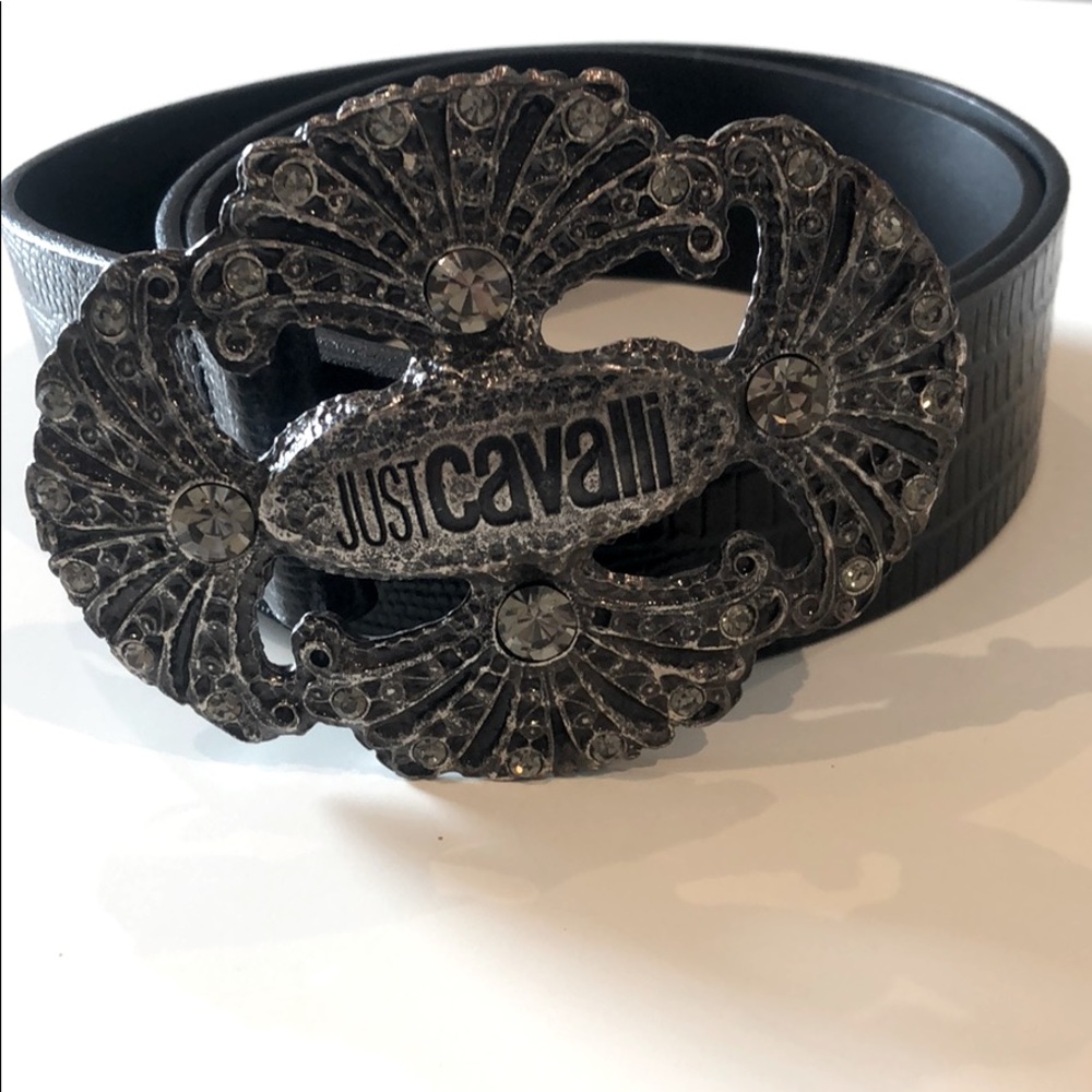 JUST CAVALLI BLACK LEATHER BELT